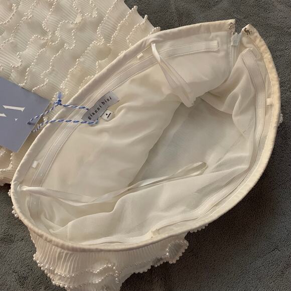 NWT Gianni Binni X Venita Aspen Odette Plisse Pearl Trim Strapless Sheath Dress - Picture 8 of 16